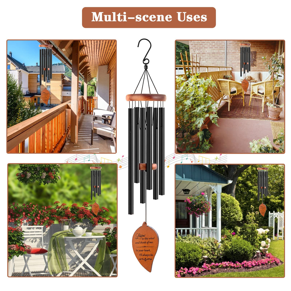 Soopau Memorial Wind Chimes garden display conveying comforting memories outdoors