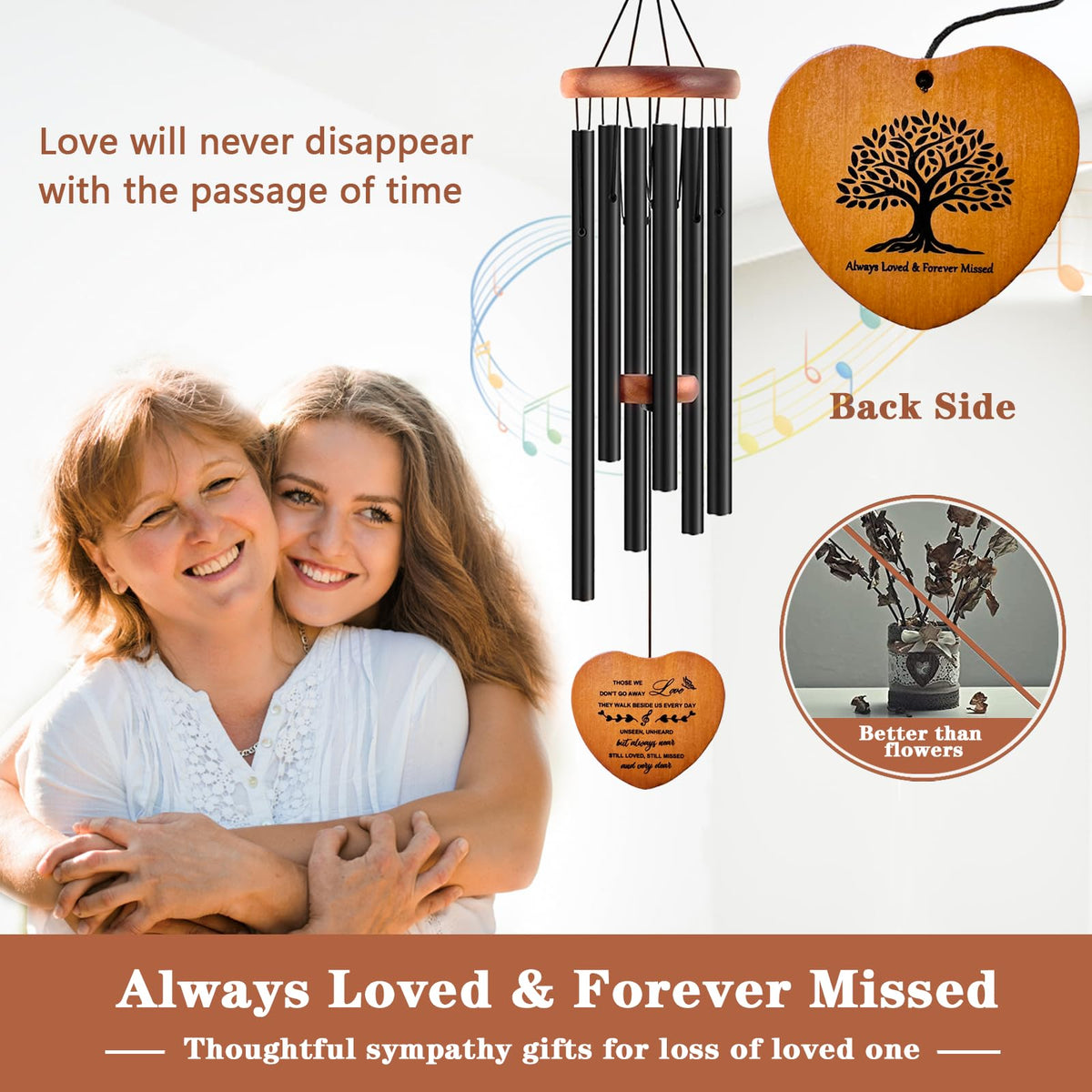 Soopau pine wood wind chime with natural grain for calm spaces.