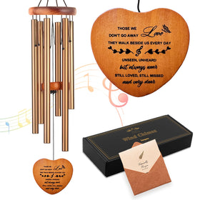 Soopau sympathy wind chime with heart pendant for peaceful remembrance.