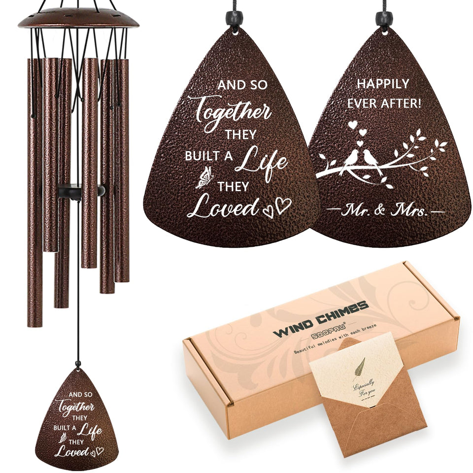 Soopau wind chime bronze 32-inch front view enhances outdoor ambiance