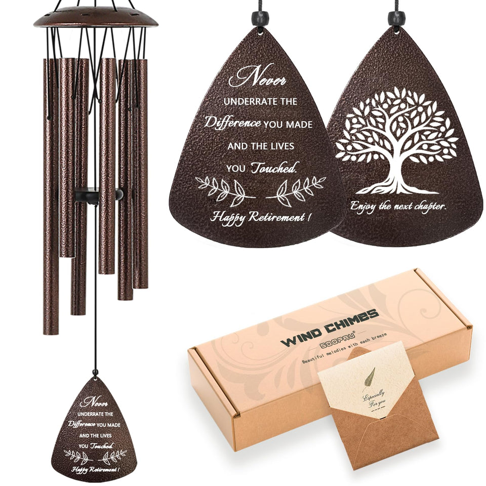 Soopau 32-inch wind chimes on a porch showing elegant design and resonant tones