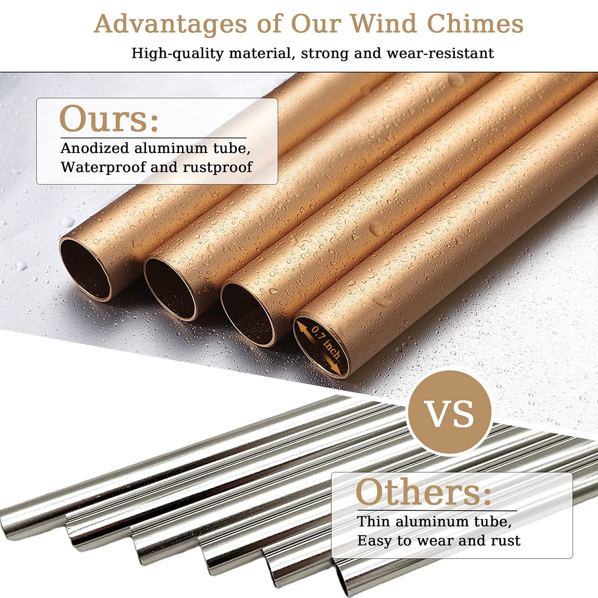 Soopau Wind Chimes aluminum tubes provide crisp tones that soothe outdoor spaces.