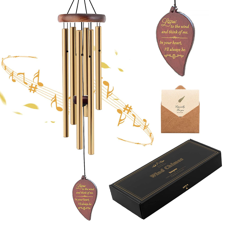Soopau Wind Chimes leaf catcher close-up, creating peaceful memorial ambience.