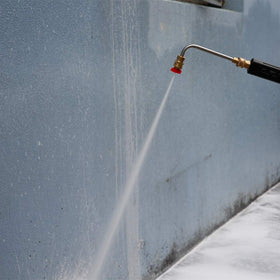 Sooprinse gutter cleaning tool extends reach with extension wands.