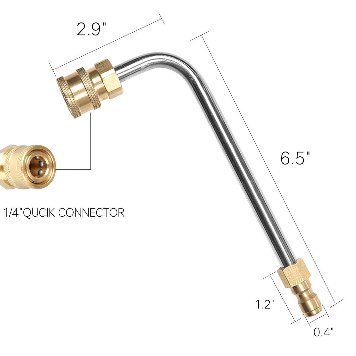 Sooprinse quick-connect 1/4 inch enables easy attachment to compatible pressure washers.