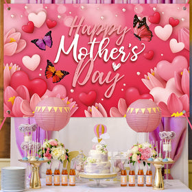 Sophena pink and red hearts backdrop ideal for family photos.