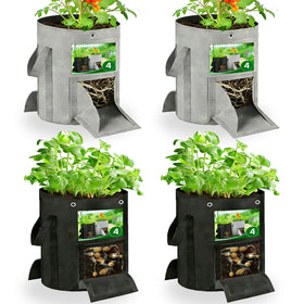 SORANGEUN 10 gallon grow bag showing viewing window for root monitoring and moisture checks.