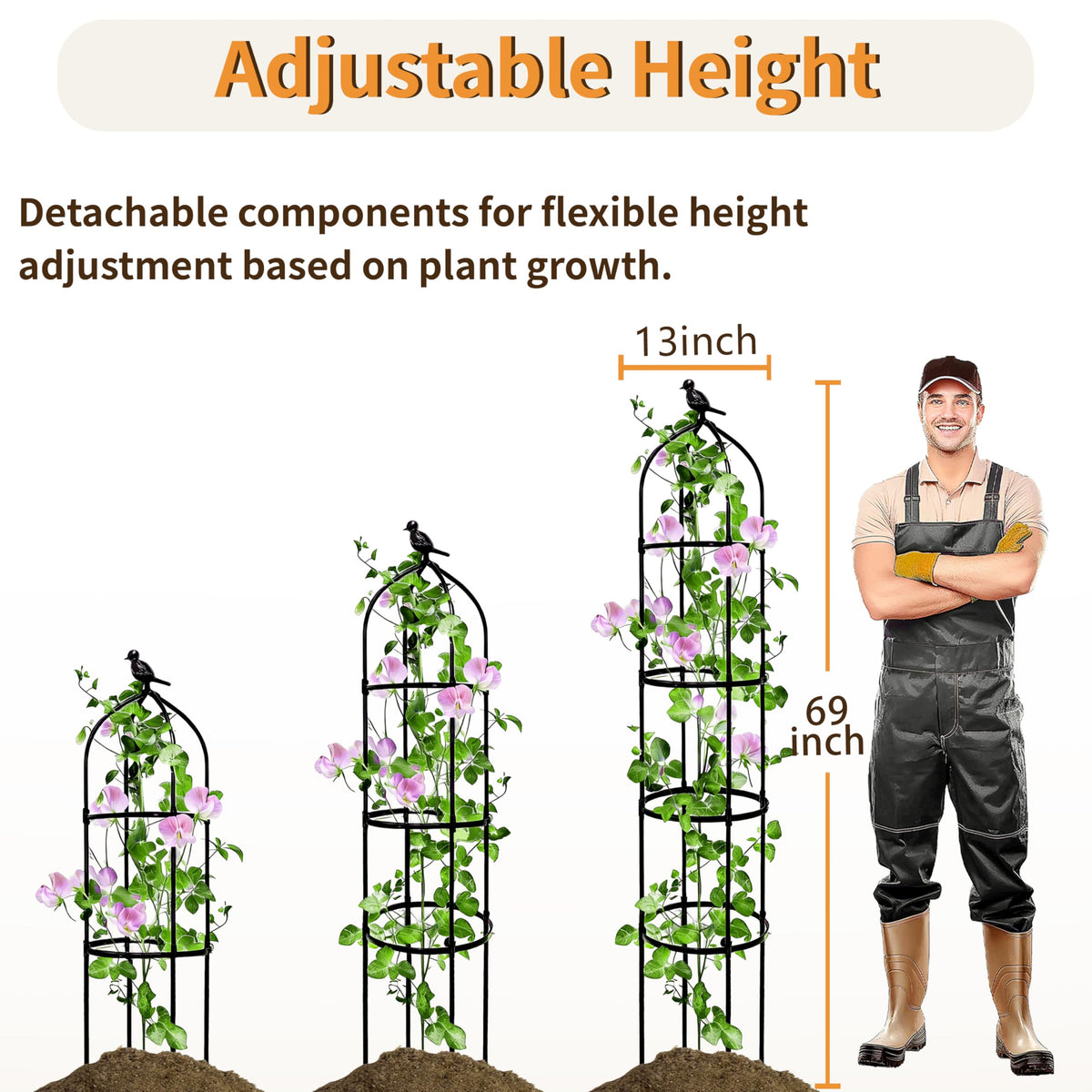 SORANGEUN adjustable rings trellis adapts as plants grow