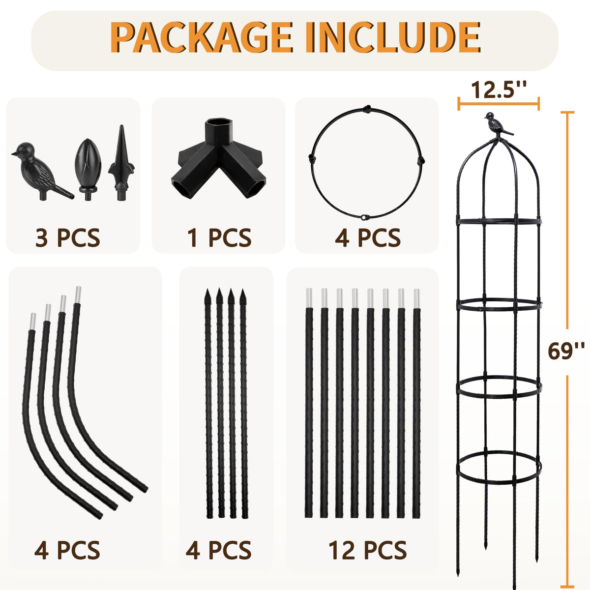 SORANGEUN easy-assembly trellis with tool-free setup