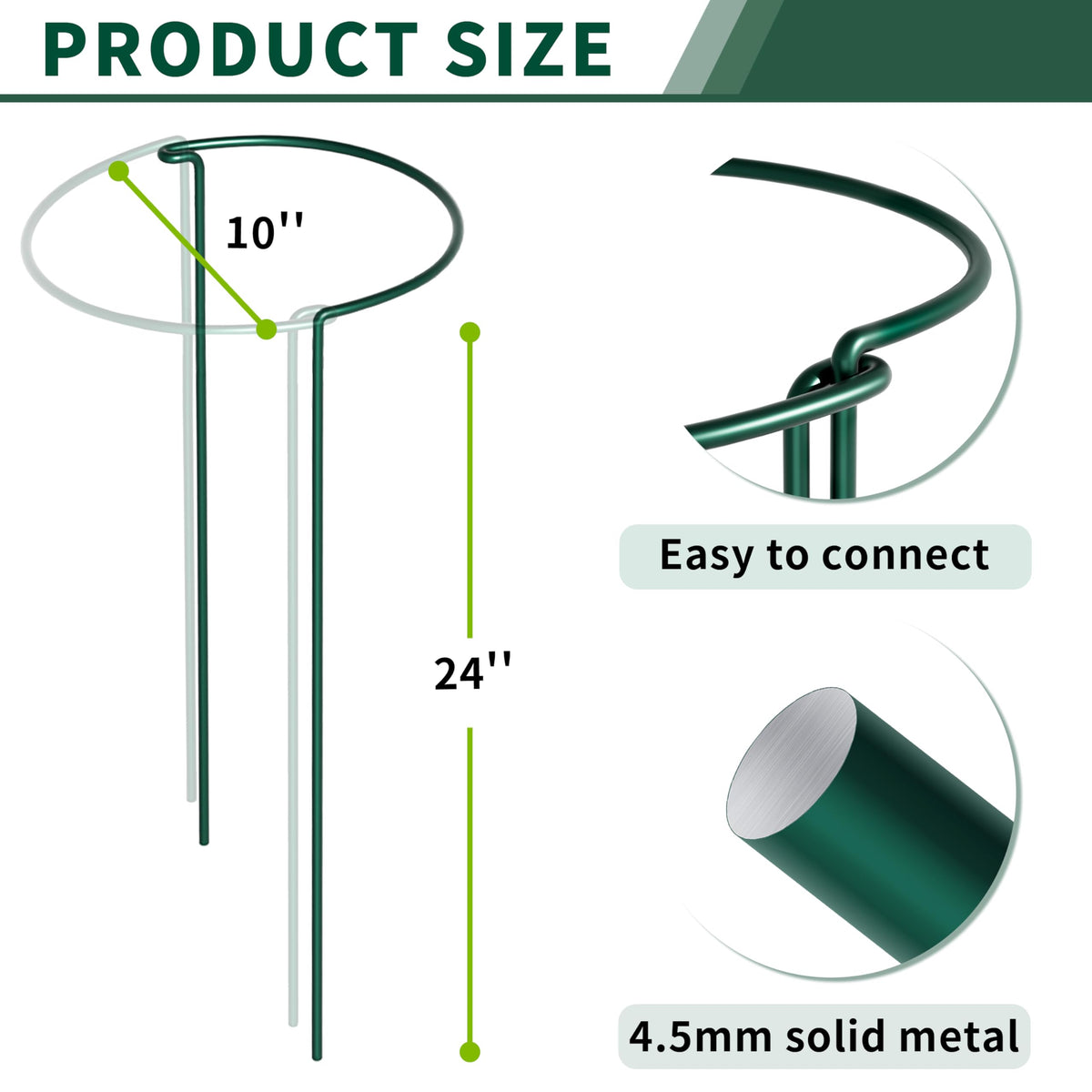 SORANGEUN heavy-duty metal stakes maintain upright tomatoes and vegetables in windy weather.