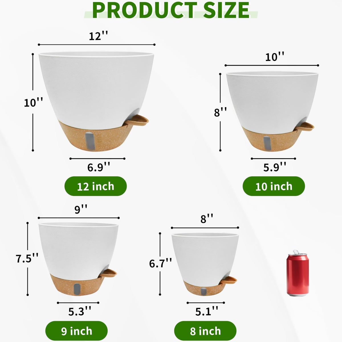 SORANGEUN large pot set with 12, 10, 9, and 8 inches and matching saucers.