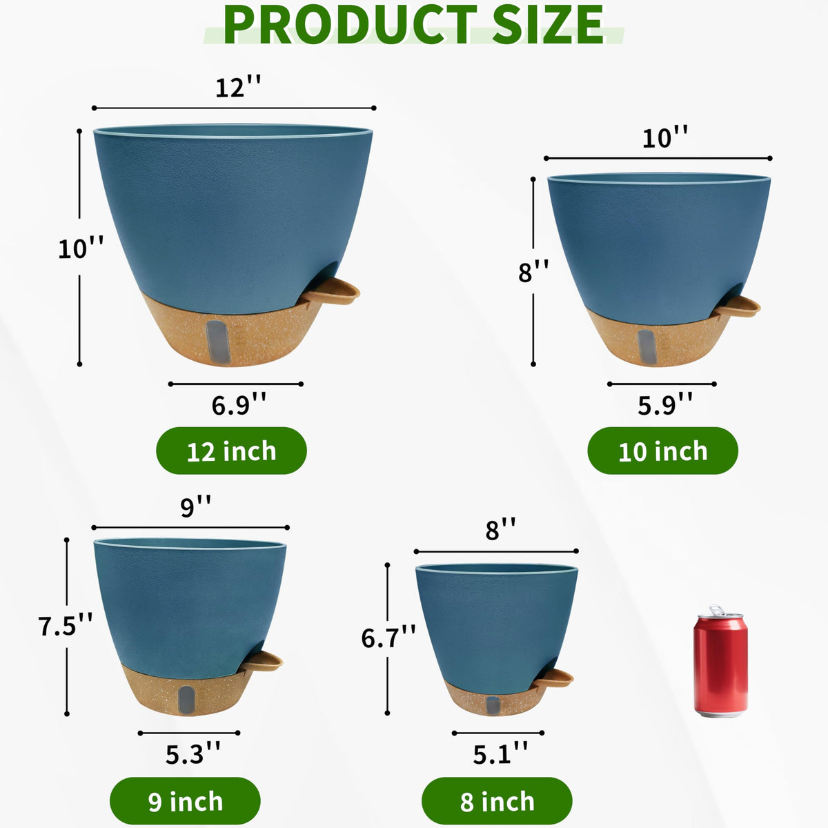 SORANGEUN 12-inch Monstera self-watering pot with saucer keeps plants hydrated