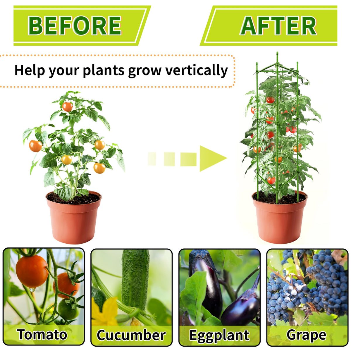 SORANGEUN versatile cages suit tomatoes, cucumbers, peppers, and beans.
