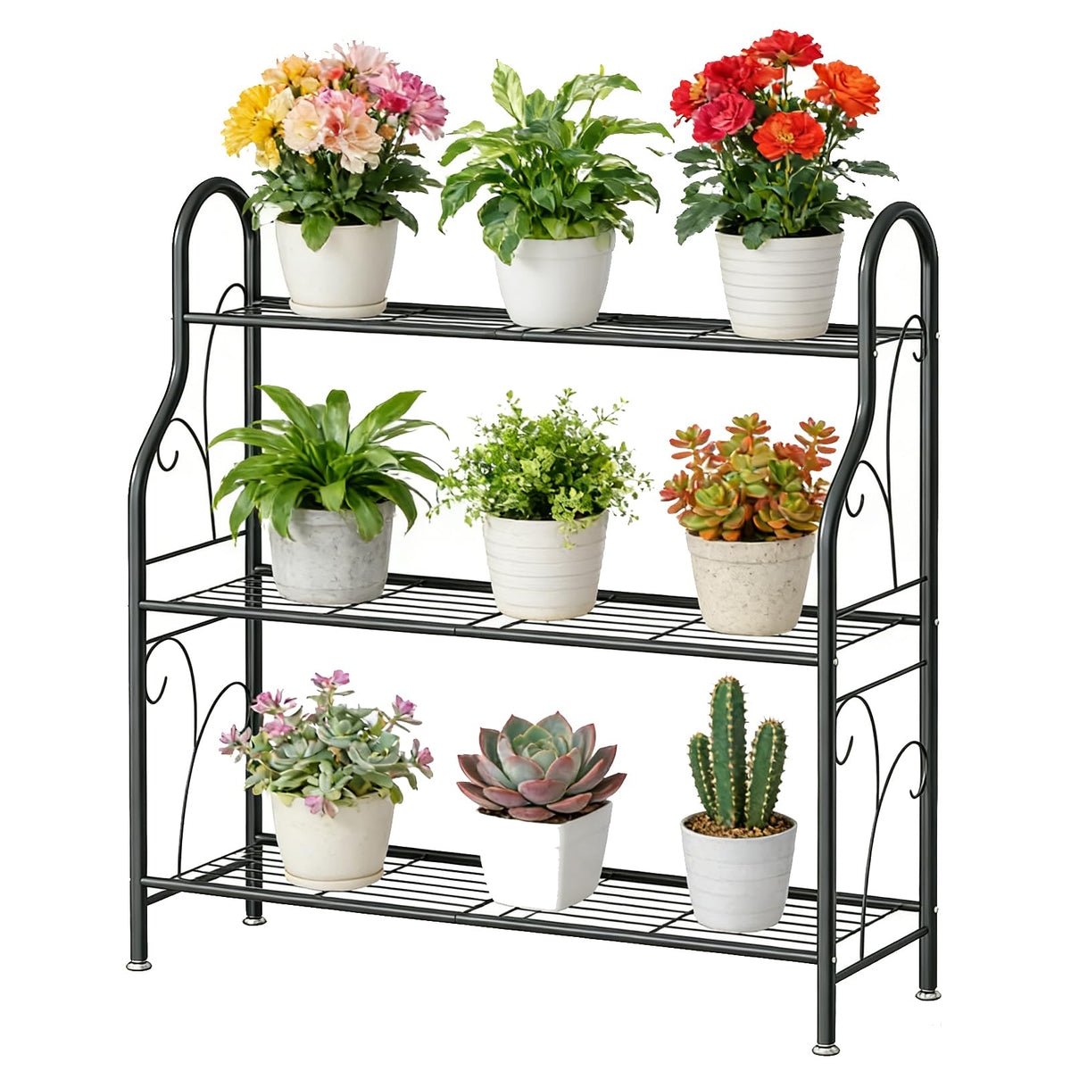 SORCEDAS 3-tier plant stand folding for versatile indoor and outdoor display