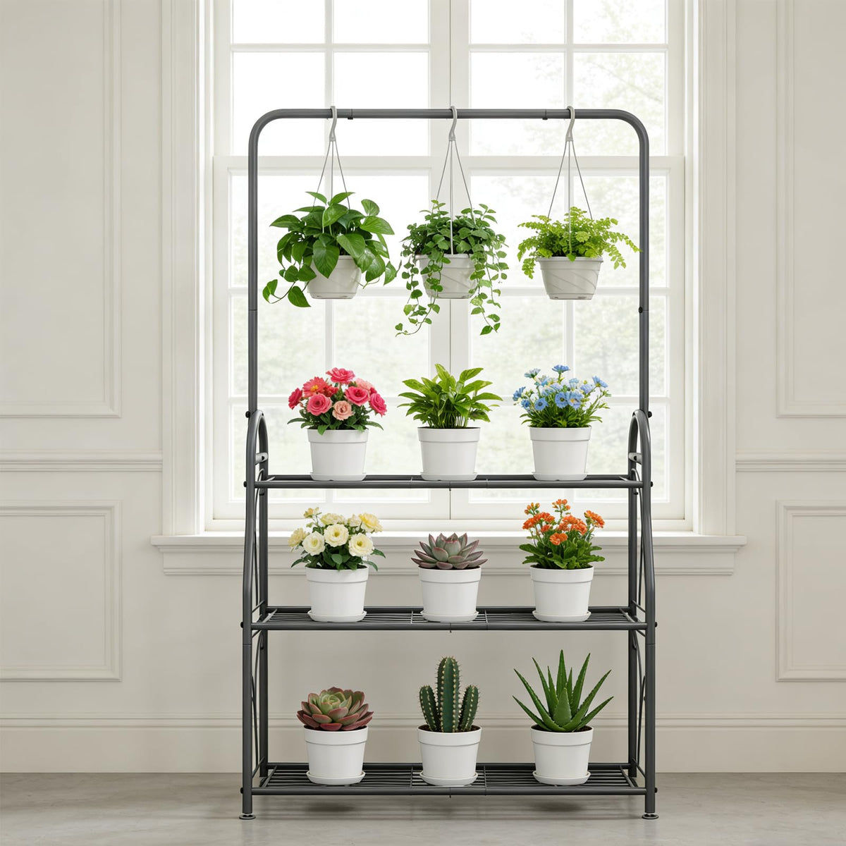 SORCEDAS plant stand corner-friendly design fits living room or balcony.