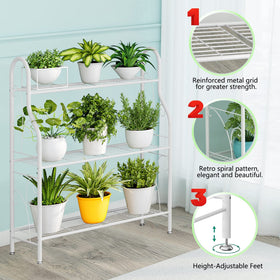 SORCEDAS white-finish 3-tier plant stand brings a clean look to any room.