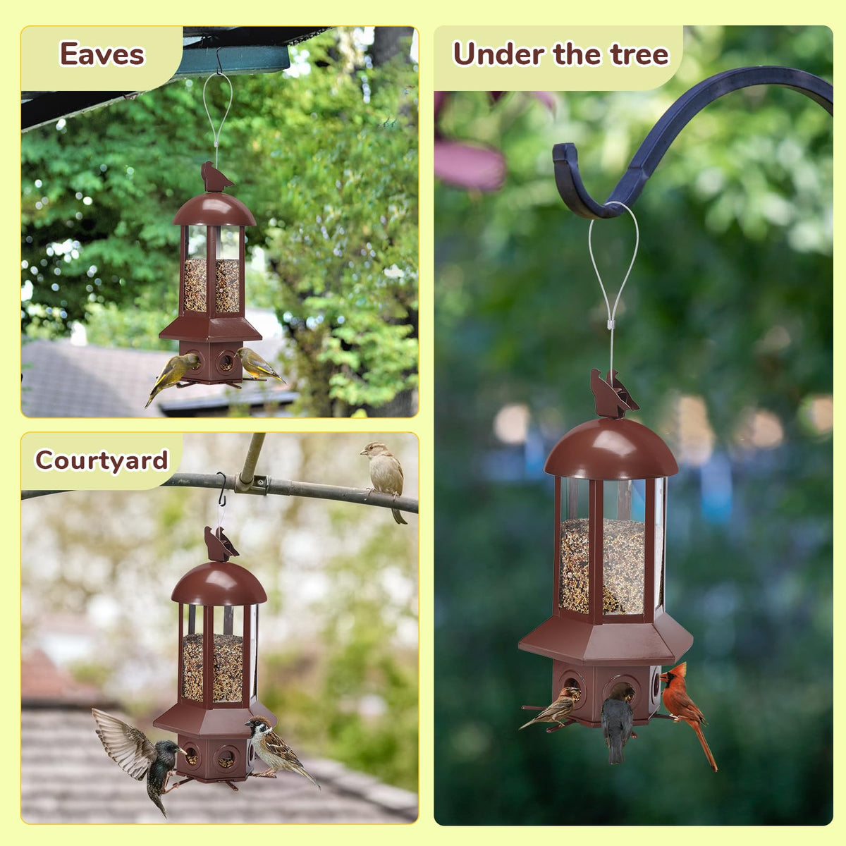 Sorflife bird feeder with 5.06 lb capacity reduces refills.
