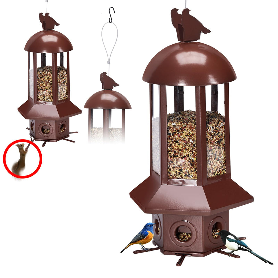 Sorflife professional squirrel-proof bird feeder outdoors, protecting birds.