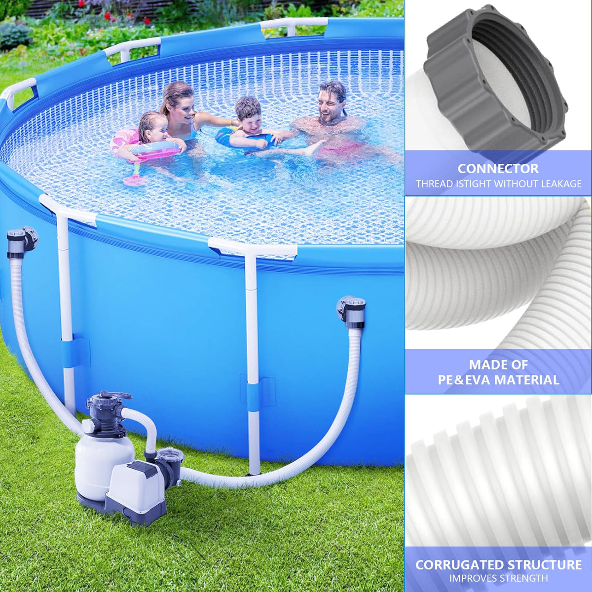 Sougrifow pool hose length 41in offers versatile reach for different pool setups.