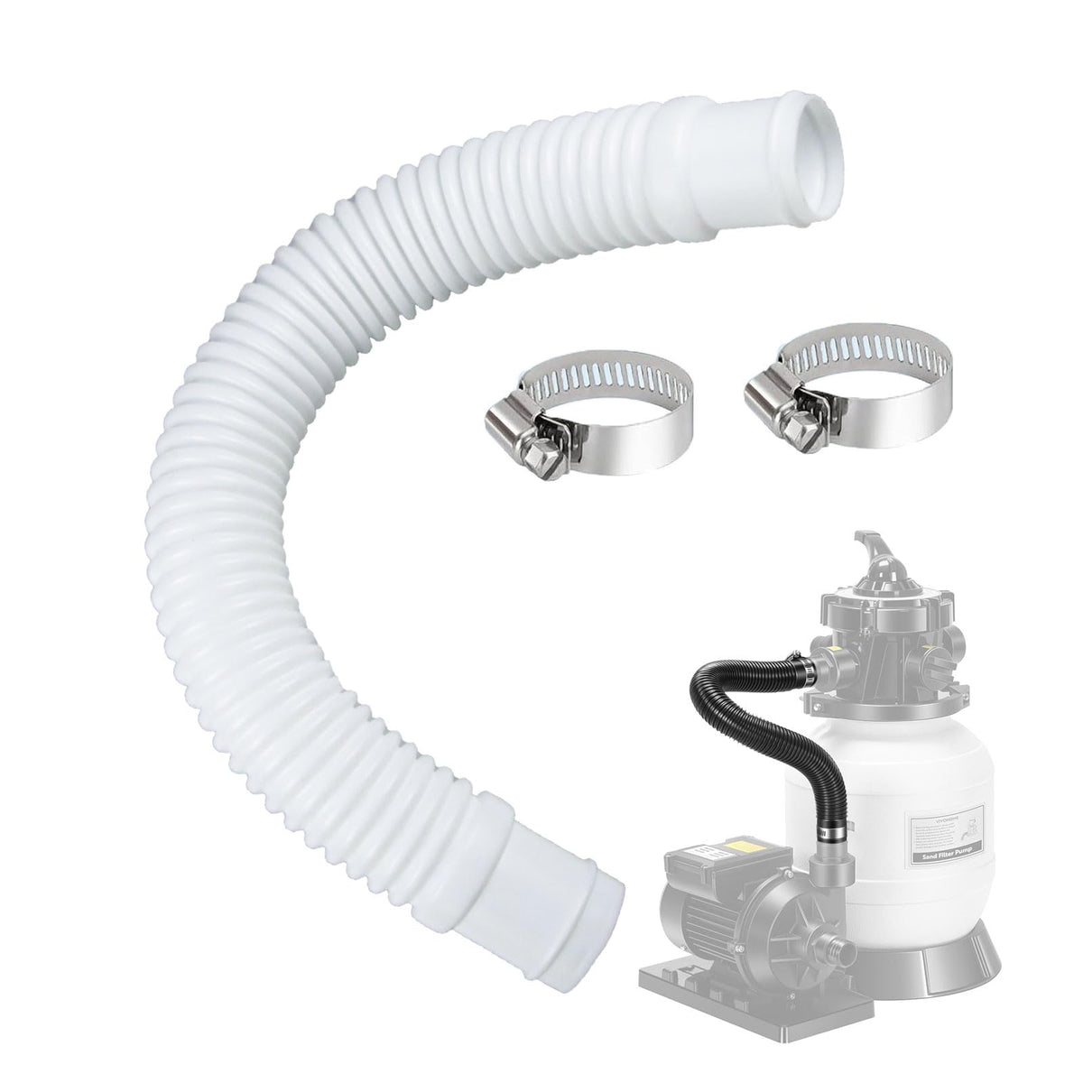 Sougrifow pool pump hose 1.25in 16in length, durable for daily pool maintenance.