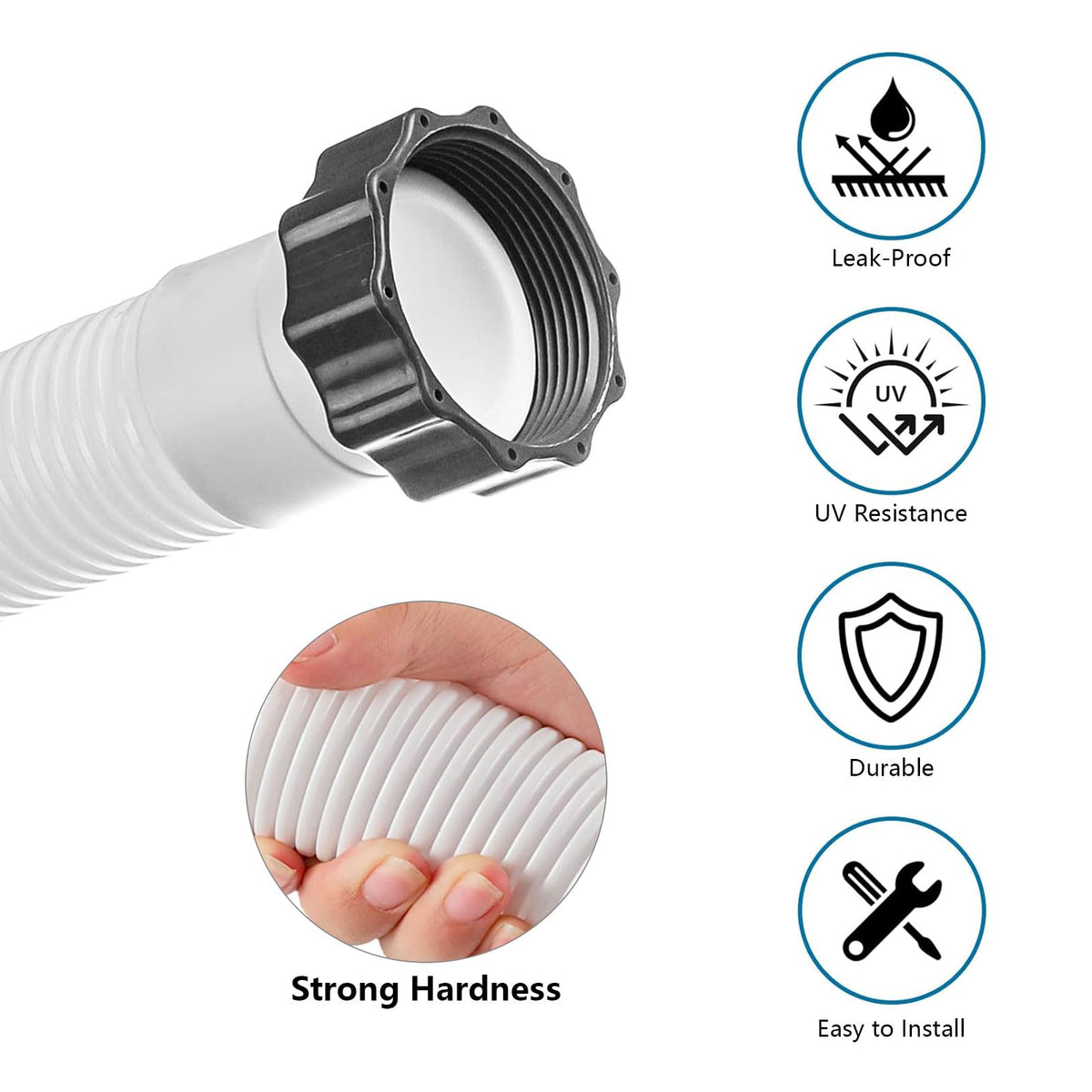 Sougrifow pool pump hose nut connection showing secure, leak-resistant fittings for above-ground pools.