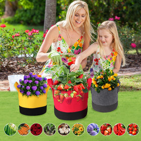 SouilGoal grow bags feature sturdy handles for easy movement indoors or outdoors.