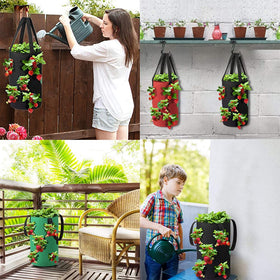 SouilGoal Upside Down Tomato Planter black, durable hanging garden for balconies.