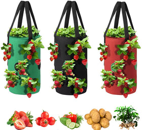 SouilGoal Upside Down Tomato Planter red, space-saving hanging garden for balconies.