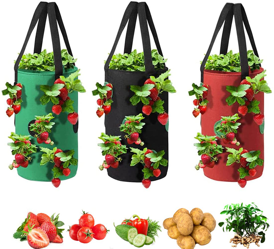 SouilGoal Upside Down Tomato Planter red, space-saving hanging garden for balconies.