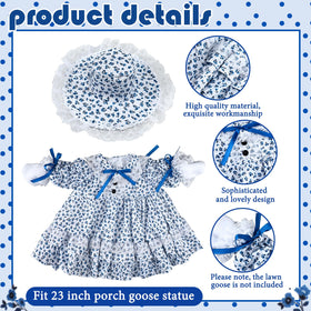 Soulchen blue flower porch goose clothes on garden statue