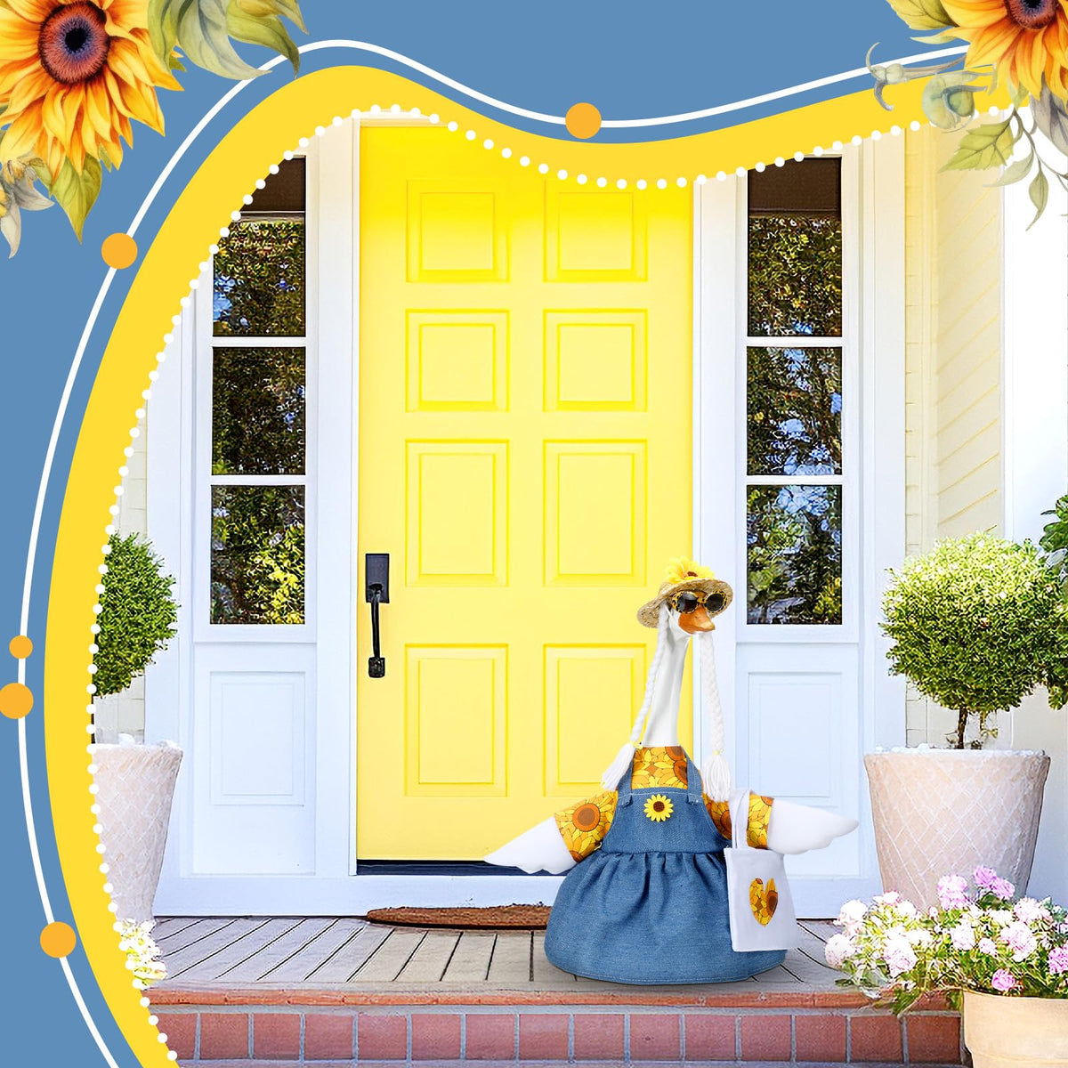 Soulchen sunflower goose bag provides a cute accessory for yard figures