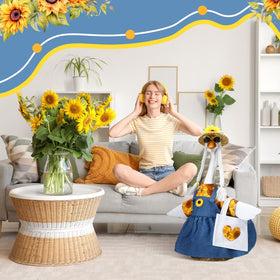Soulchen sunflower goose hat adds sunny charm to porch display