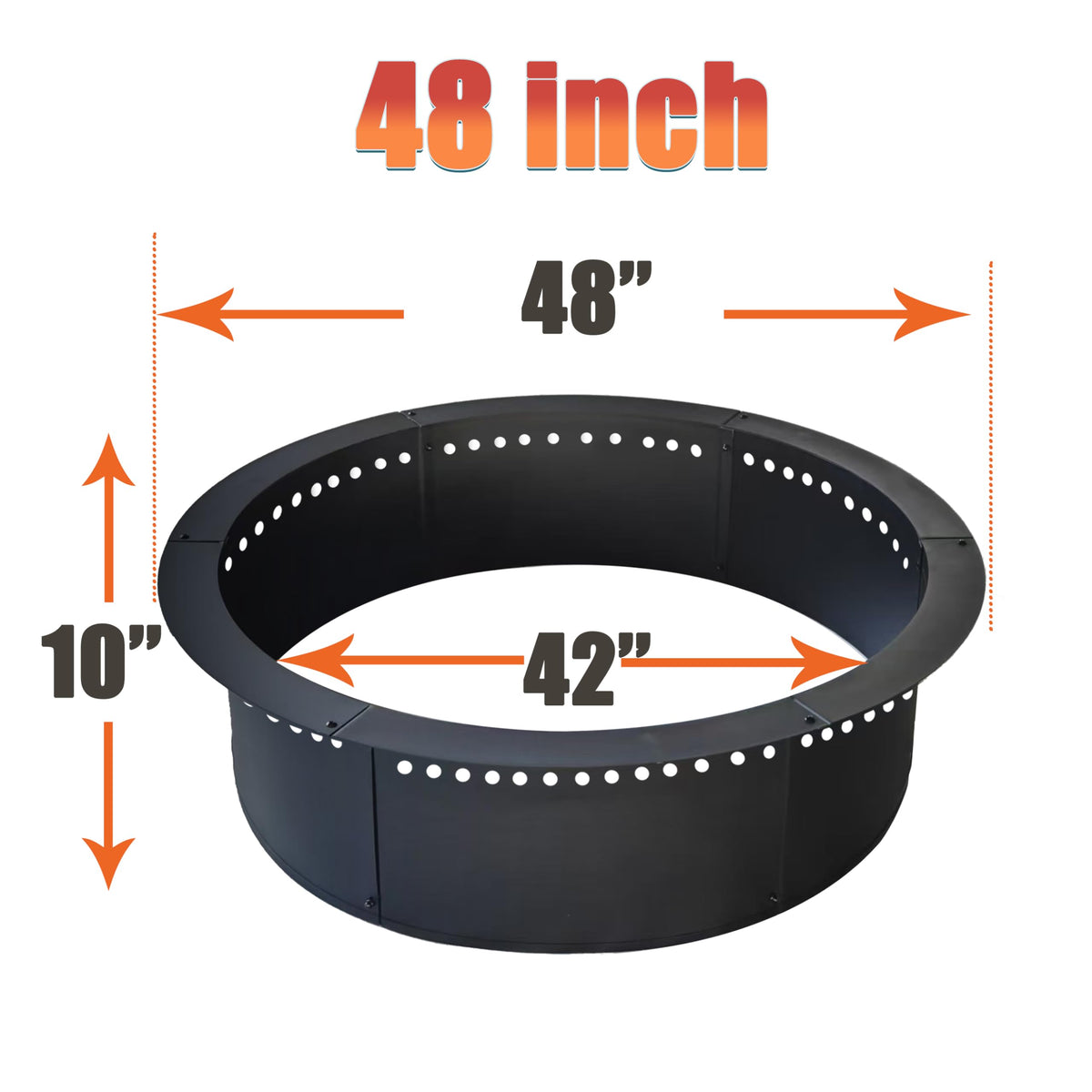 SoulMate fire pit ring inner 42-inch with flames and seating nearby