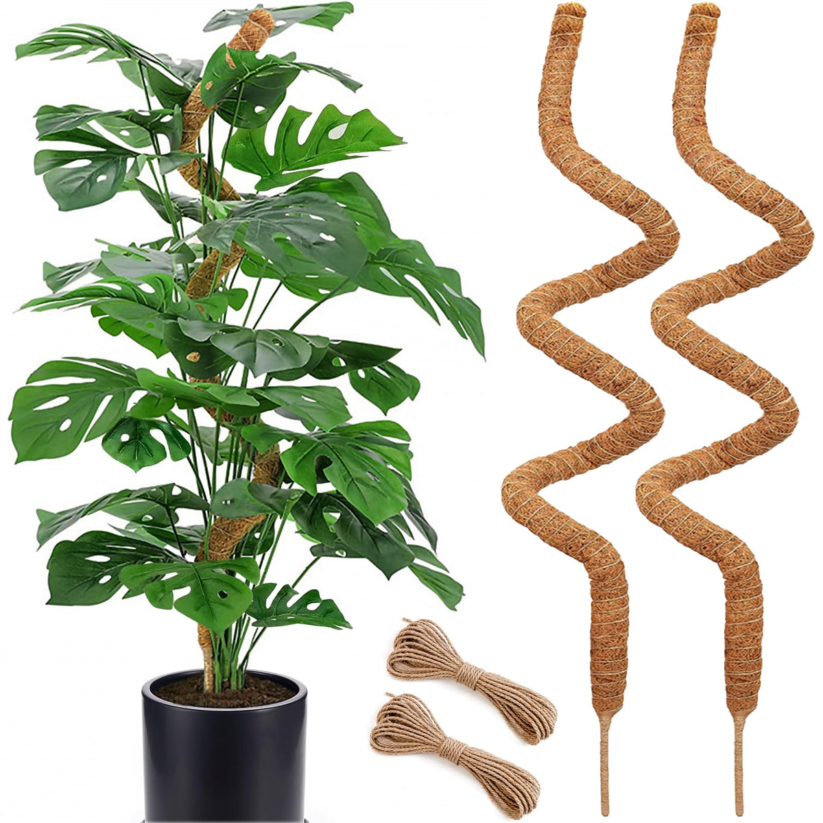 Soupiar 60-inch bendable moss pole providing sturdy support for Monstera and pothos.
