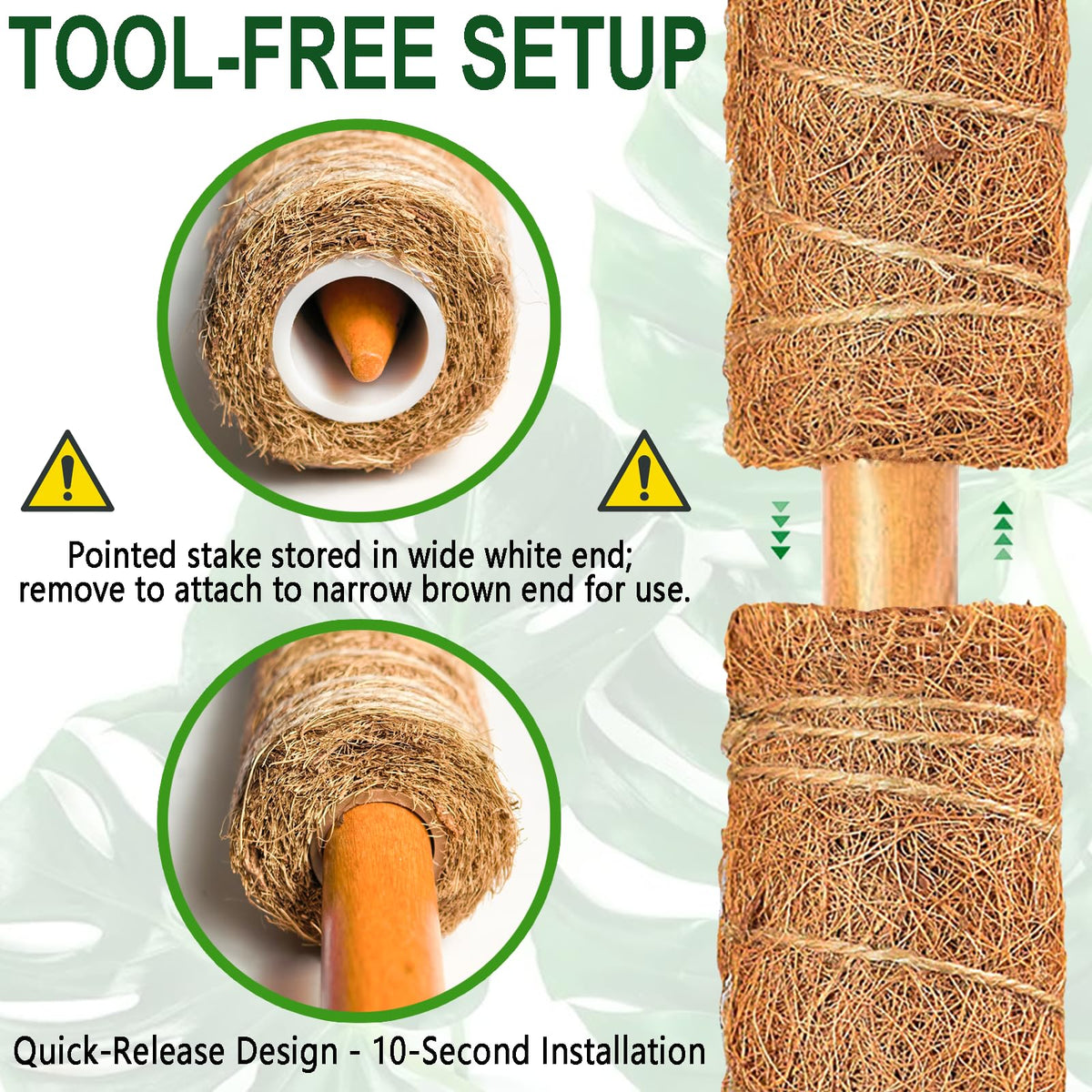 Soupiar coir moss pole natural coconut fiber promotes moisture and root stability.