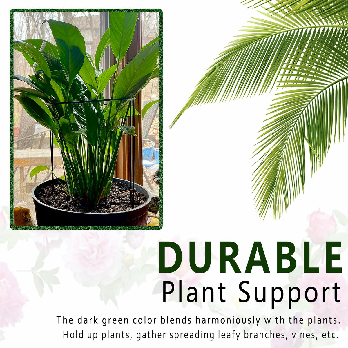 Soupiar stake supporting heavy blooms like peonies to prevent droop