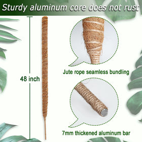 Soupiar moss pole with jute rope offers gentle tying for plants.