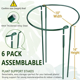 Soupiar stake assembly ring demonstrates expandability for round plant support, easy gardening.