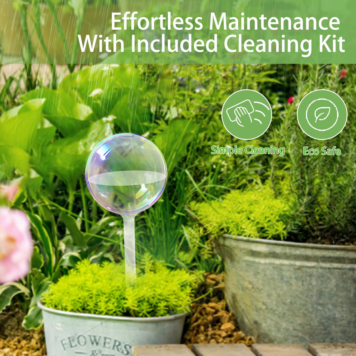 SOURACE built-in automatic watering system with glass bulbs controls drip rate.