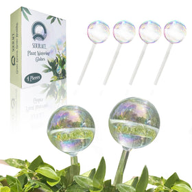 SOURACE iridescent self-watering globe in glass for vibrant outdoor plant hydration.