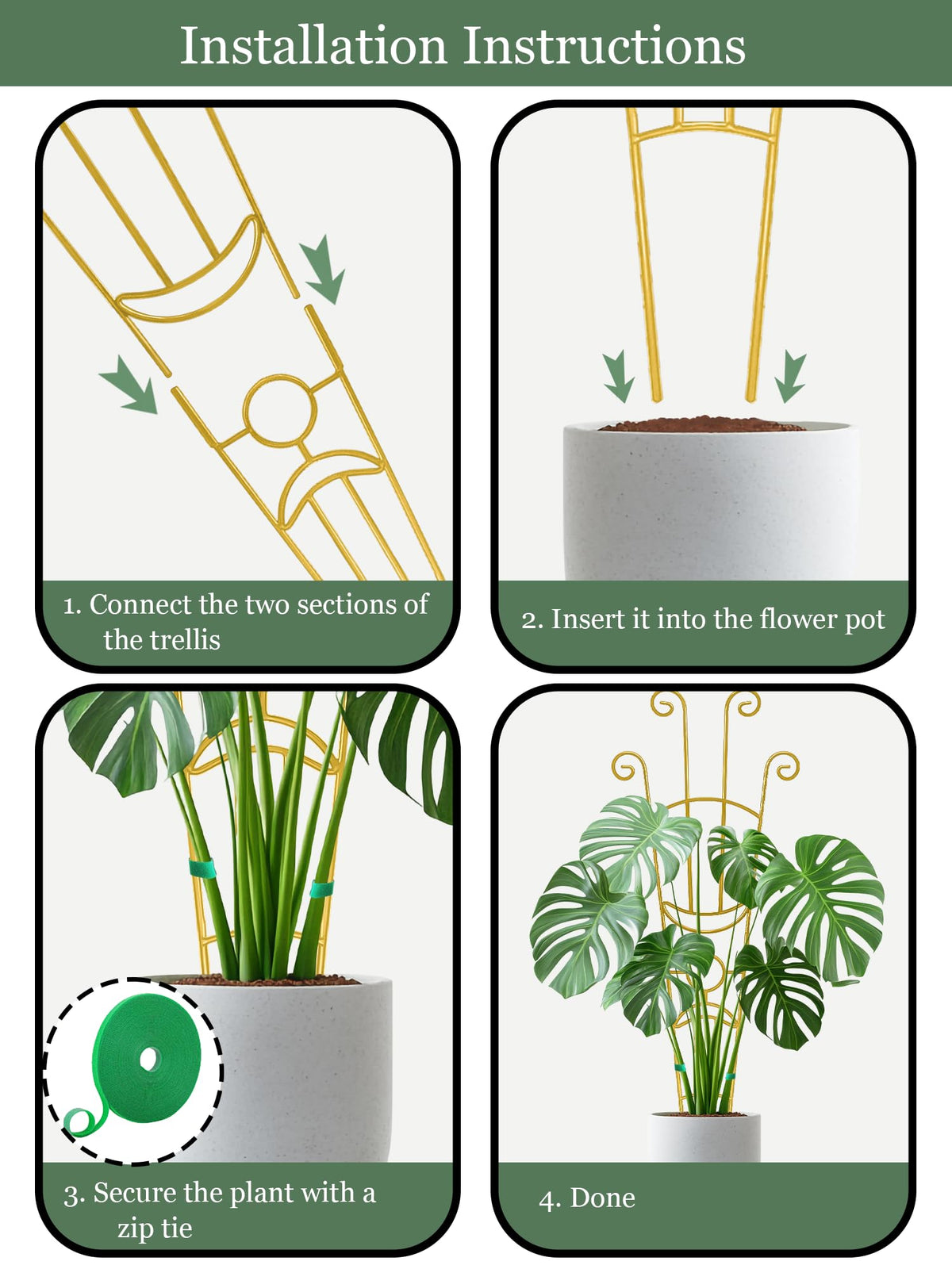 Sousac indoor-outdoor trellis supports pothos, ivy, hoya for vertical growth.