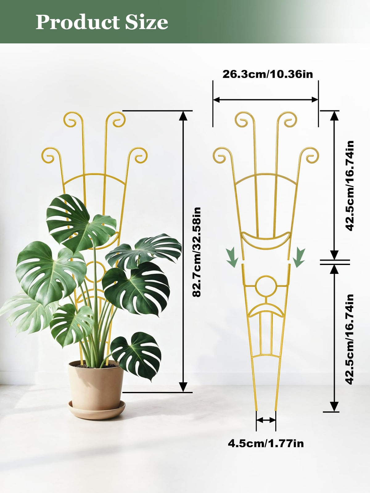 Sousac rustproof metal trellis with weighted base anchors securely in soil.
