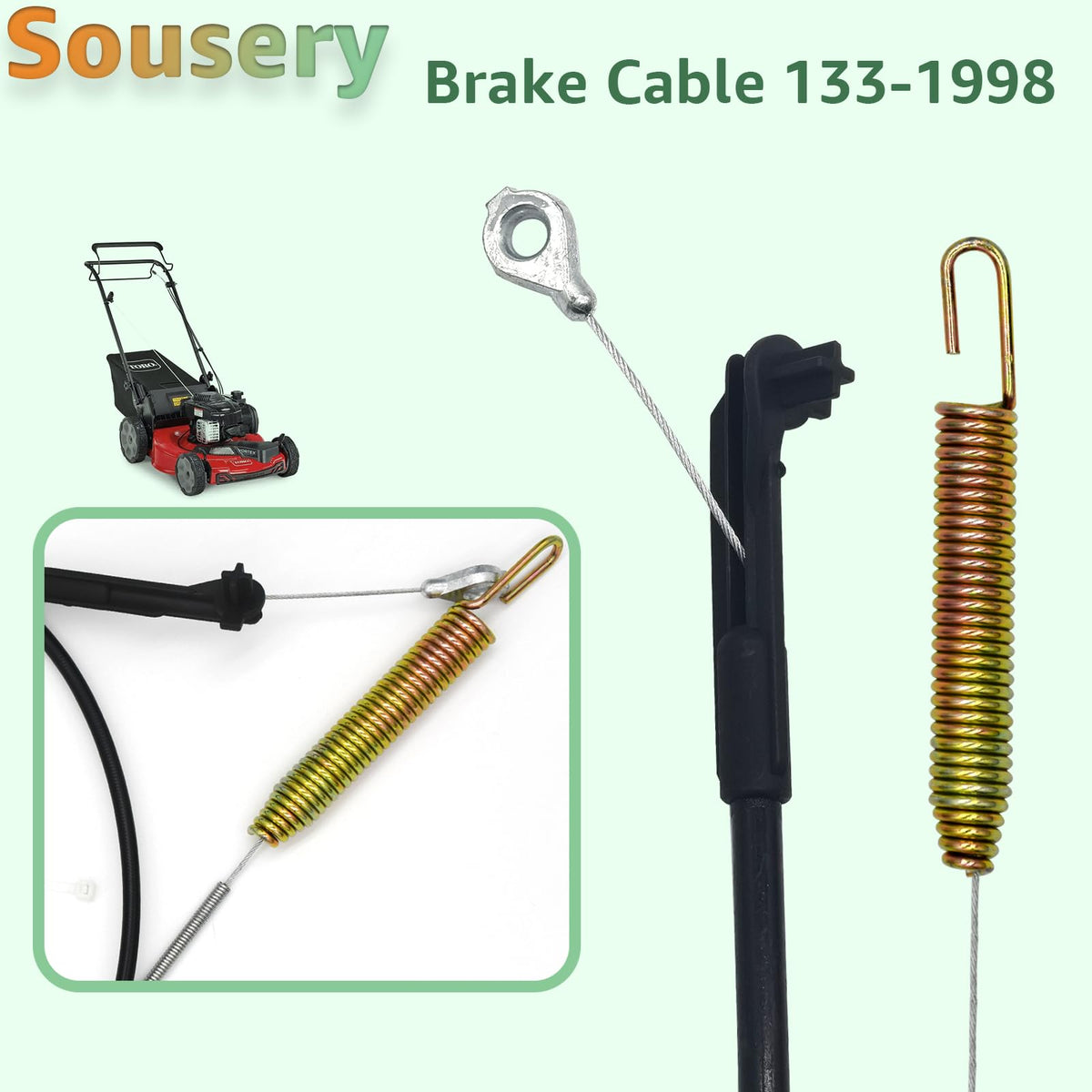 Sousery 133-1998 brake cable installed on Toro Timemaster for reliable braking