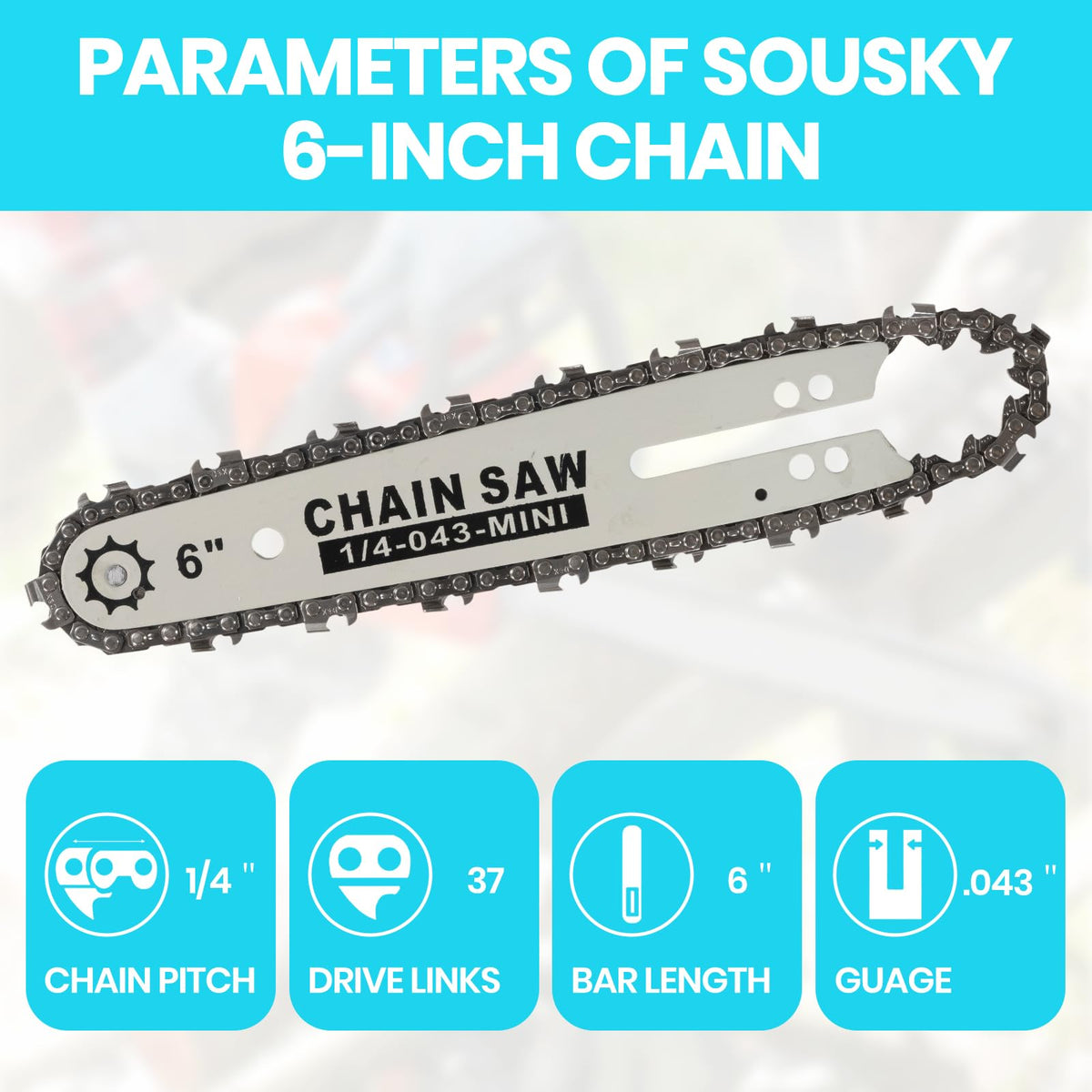 SOUSKY 043-gauge-37-links: robust, long-lasting replacement chain for continued cutting