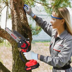 SOUSKY garden pruning with mini chainsaw tackling branches and small wood tasks