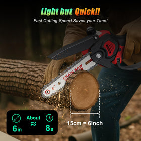 SOUSKY mini chainsaw auto-oiler system keeps the chain lubricated for easier cuts