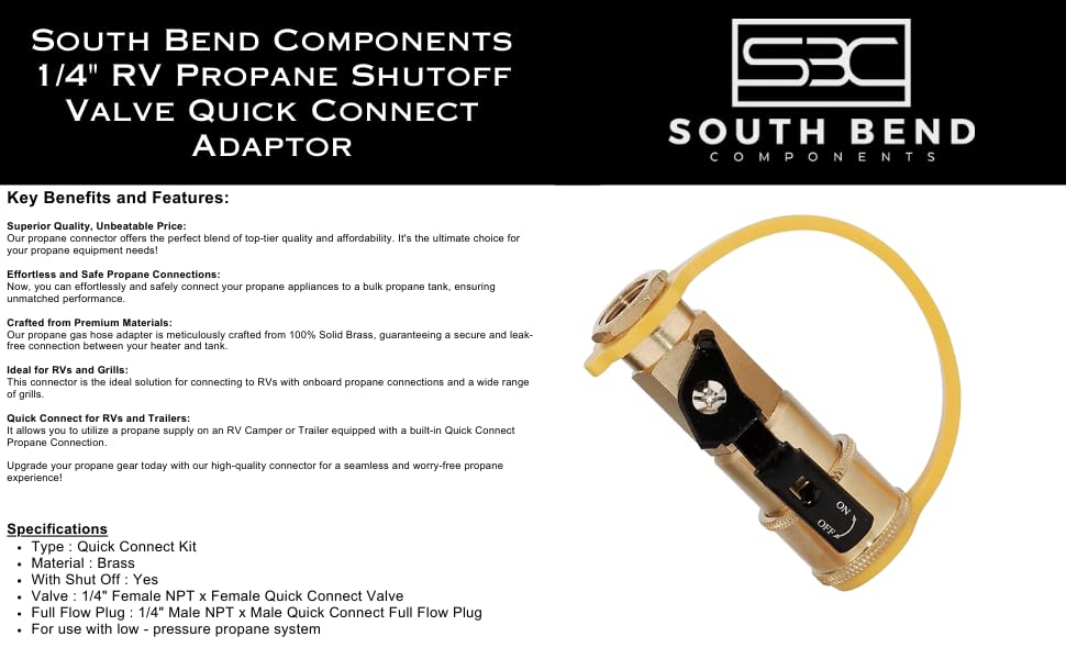 South Bend Components outdoor cooking connection for grills and heaters.