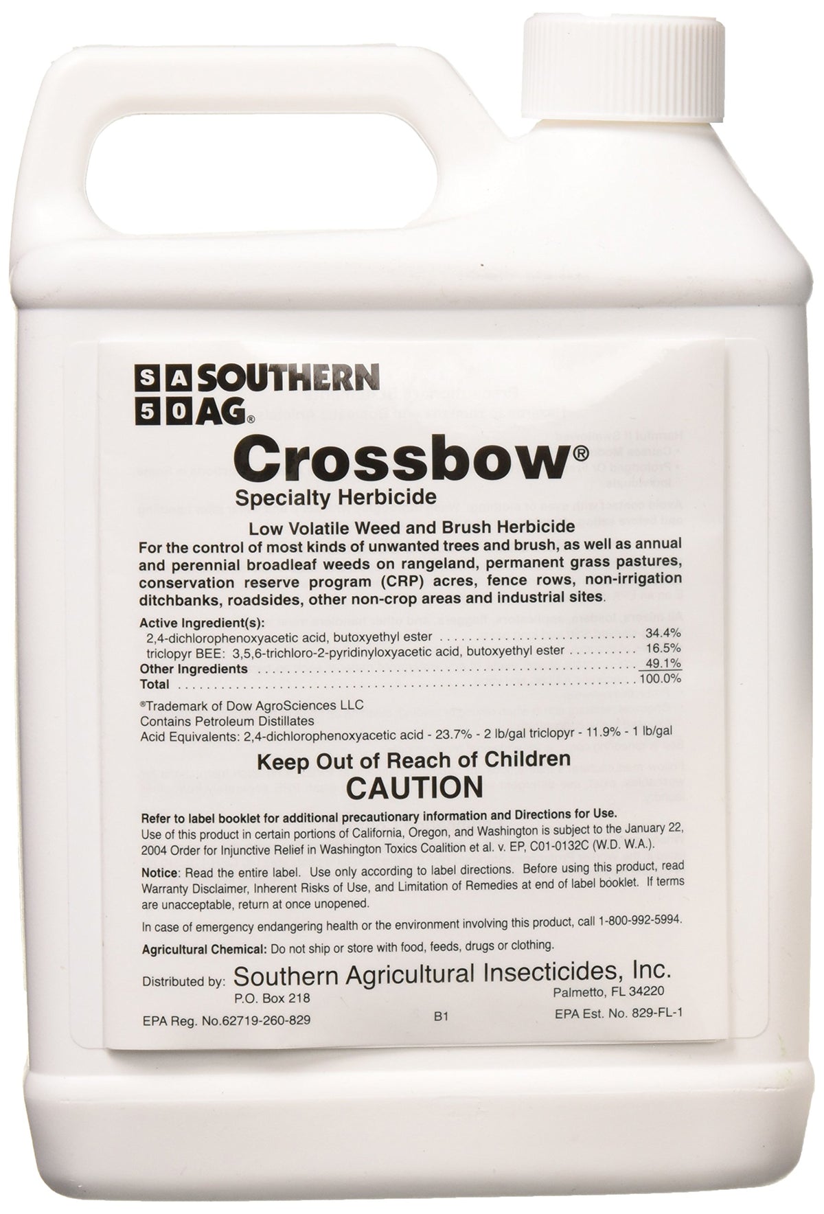 Crossbow spray bottle showing easy application for unwanted brush near property lines.