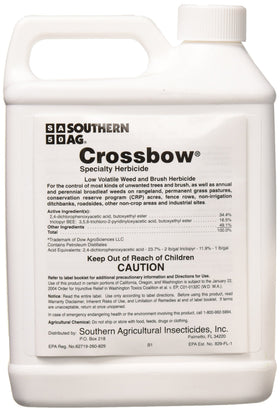 Crossbow spray bottle showing easy application for unwanted brush near property lines.