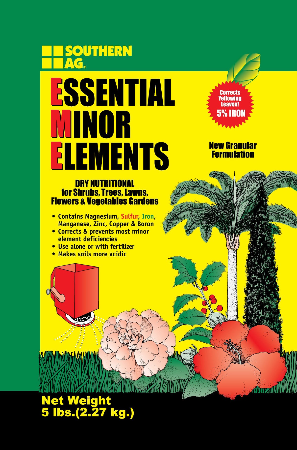 Southern Ag Essential Minor Element granular formulation bag for dry fertilization and micronutrient support.